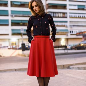 Falda vuelo roja A-Line