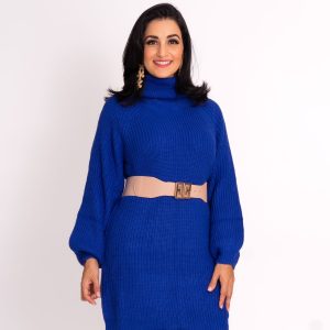 vestido azul rey lana