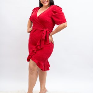 Vestido rojo brillos plus
