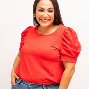 Blusa roja manga abullonada plus