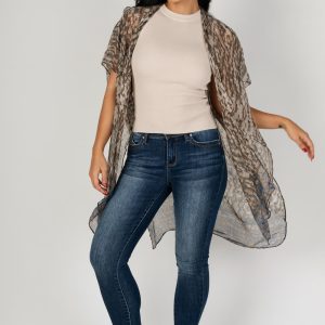 Kimono liviano con estampado mixto