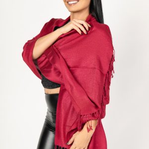 Pañoleta tipo pashmina brillante con flecos