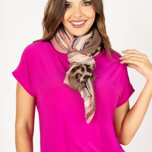 Pañoleta de rayas con detalle animal print