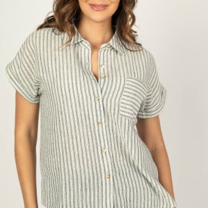 Blusa con mezcla de lino y abertura lateral