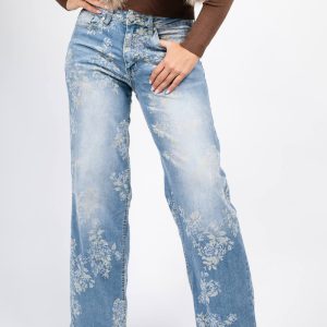 Jeans estampado vintage de flores holgado (loose fit) Madden Girl Ultra 90’s