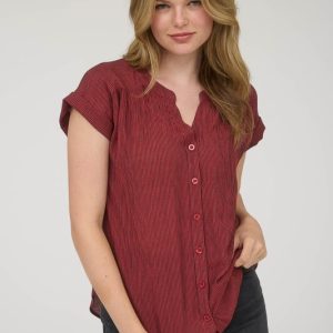 Blusa cuello chino con rayas angostas