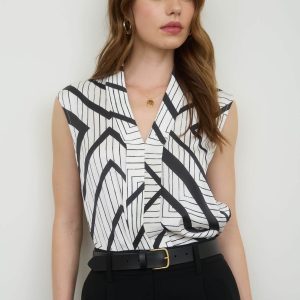 Blusa sin mangas con estampado asimétrico