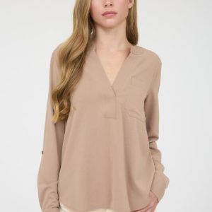 Blusa camisera cuello chino