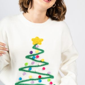 Sweater navideño con arbolito y bodoques