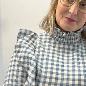 Blusa Vichy Cuello Alto