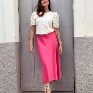 Falda de Satén Evasé