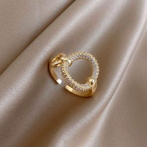 Anillo Abierto con Zirconia Cúbica en Acero Inoxidable