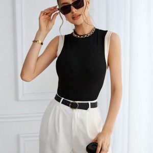 Top Bicolor Negro & Albaricoque