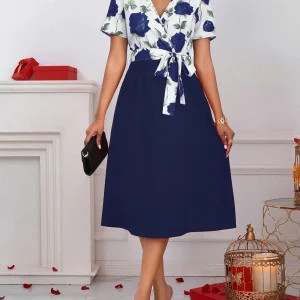 Vestido Largo de Verano con Cuello en V y Cinturón