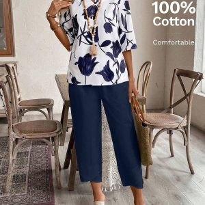 Conjunto de camisa y pantalón con estampado floral