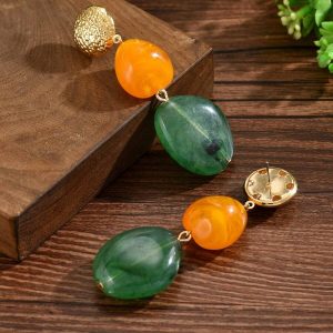 Aros Multicolor en Resina y Perla Dorada