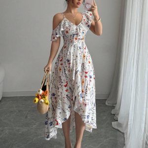 Vestido con Volantes y Estampado Floral