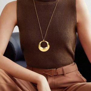 Collar Largo Gota Circular enchapado en Oro 18K