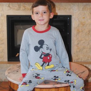 Pijama de niño de Mickey Mouse gris y rojo 70 % algodón-30 % poliéster