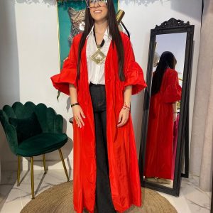 Gabardina cruzada manga globo