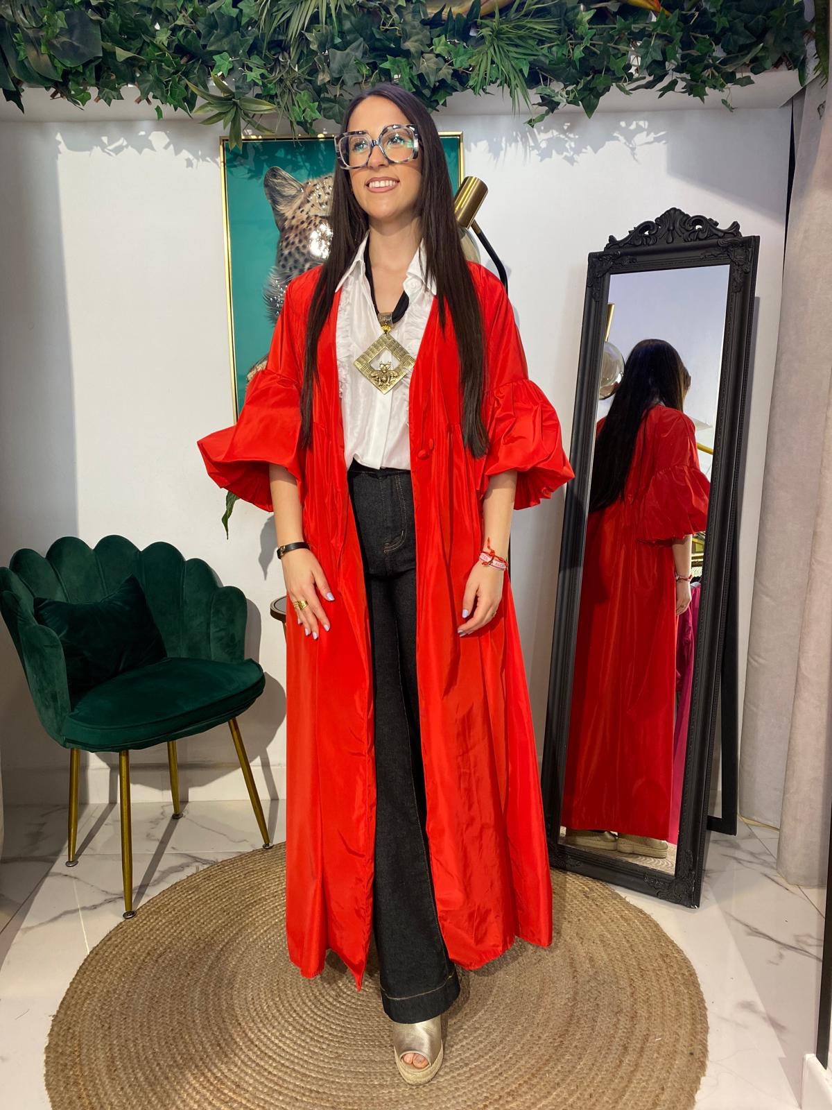 Gabardina cruzada manga globo