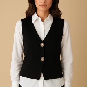 Chaleco punto botones dorados