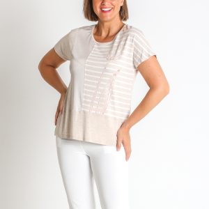 CAMISETA COMBINADA VISCOSA RAYAS