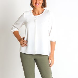 BLUSA CREP UNTILLA HOMBRO PES. RECICLADO