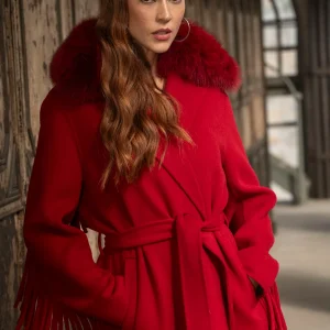 Abrigo de lana con flecos  6060 LOCO LUXO