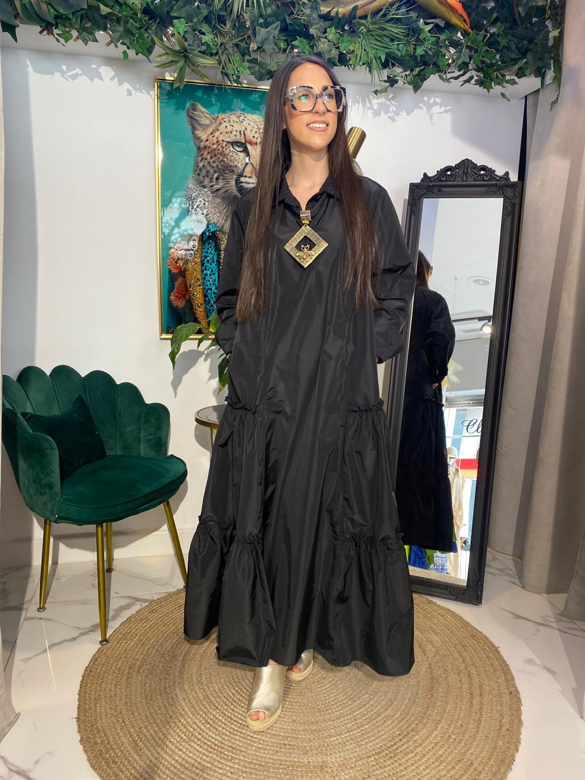 Vestido midi tafetán volantes laterales - Imagen 8