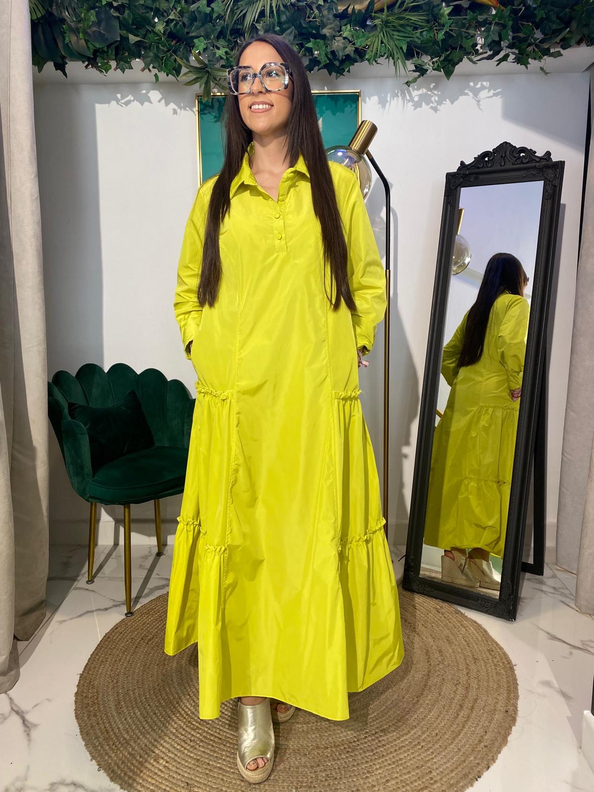 Vestido midi tafetán volantes laterales - Imagen 2