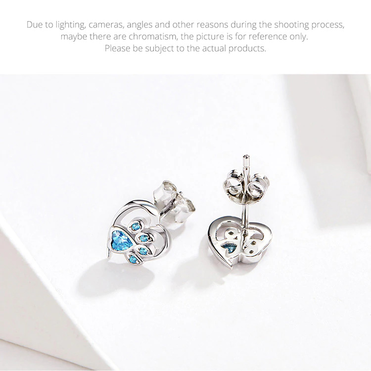 pendientes patita de cristal azul - Imagen 2