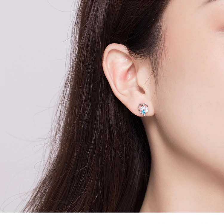 pendientes patita de cristal azul - Imagen 3