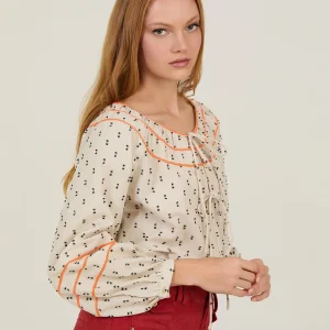 Blusa de plumeti con cintas