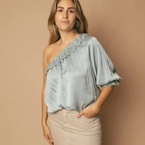 Blusa sin una manga con detalle en cuello y puño