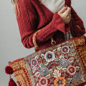 Bolso pedreria granate