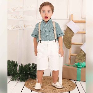 Camisa de Niño Cuadros Verdes Cuello Neru