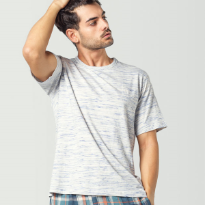 Camiseta pijama manga corta gris para hombre
