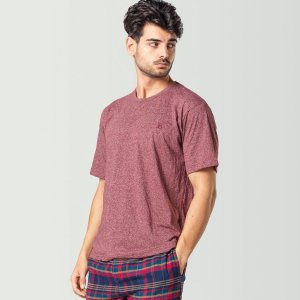 Camiseta de pijama manga corta roja para hombre