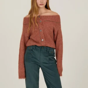 Cardigan cuello bardot