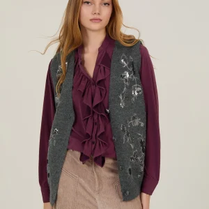 Chaleco de punto lentejuelas