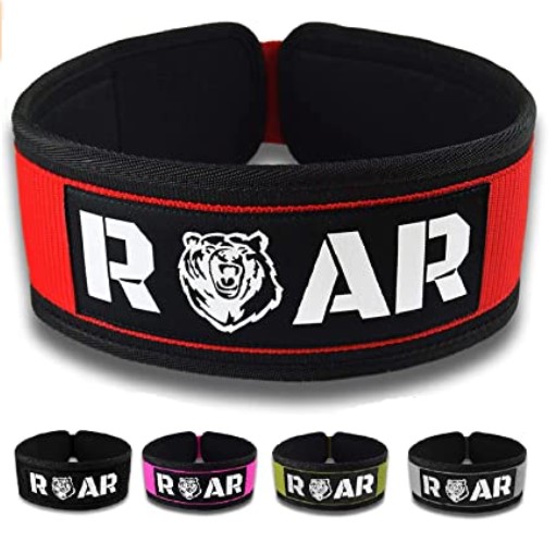 Roar® Cinturón Lumbar Gimnasio, Cinturon Gimnasio Hombre y Mujer, Cinturon Halterofilia, Powerlifting, Crossfit, Levantamiento Peso, Musculacion, Cinturon Gym Hombre, Cinturon Pesas