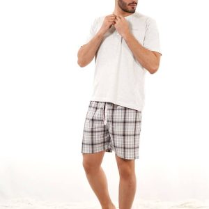 Pijama para hombre con cuadros blancos