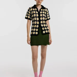 Guayabera Flores Crochet Mujer