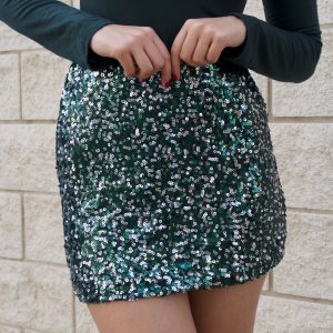 FALDA LENTEJUELAS VERDE BOTELLA