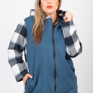 Chaqueta cremallera con cuadros