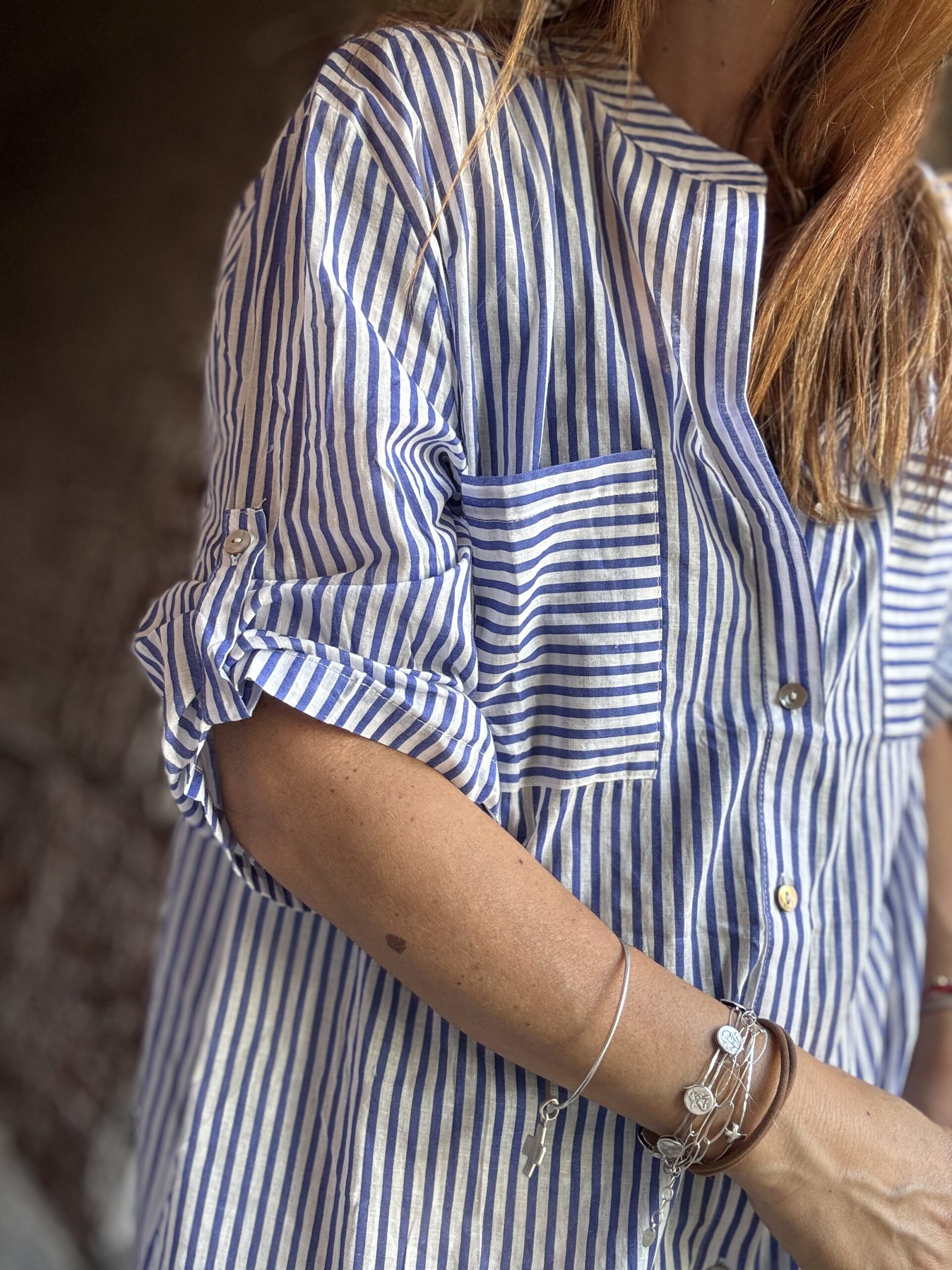 Vestido camisero rayado - Imagen 6