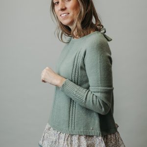 Jersey de punto con volante flores