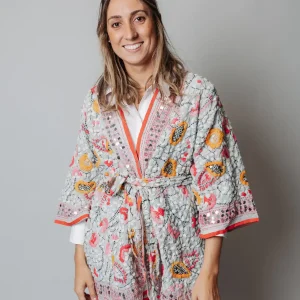 Kaftan bordado gris