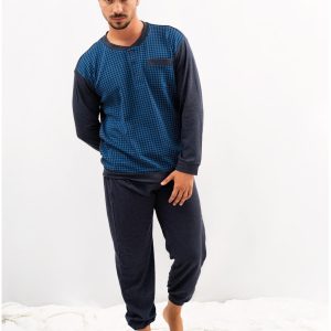 Pijama de hombre azul marino de Jacquard